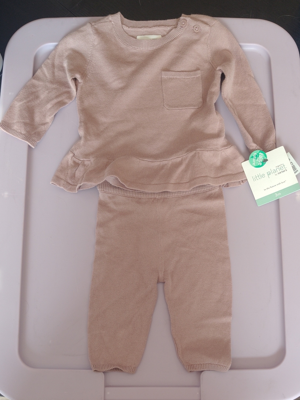 Little Planet Taupe Knit Baby Pajama Set